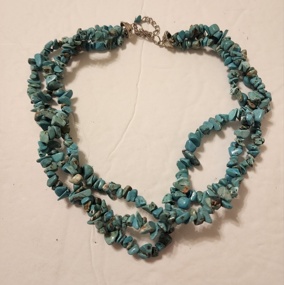 Genuine Tumbled Turquoise Multi-Layer Necklace - Picture 2 of 3